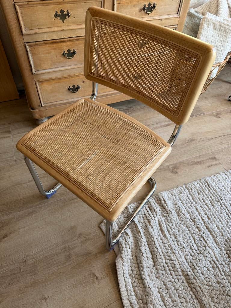2 Rotan stijl stoelen (in doos) met webbing en chroom, Huis en Inrichting, Stoelen, Ophalen, Overige kleuren, Hout, Nieuw
