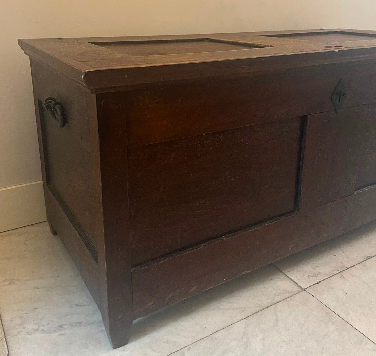 Antieke houten kist / dekenkist - H57 B57 L125, Ophalen