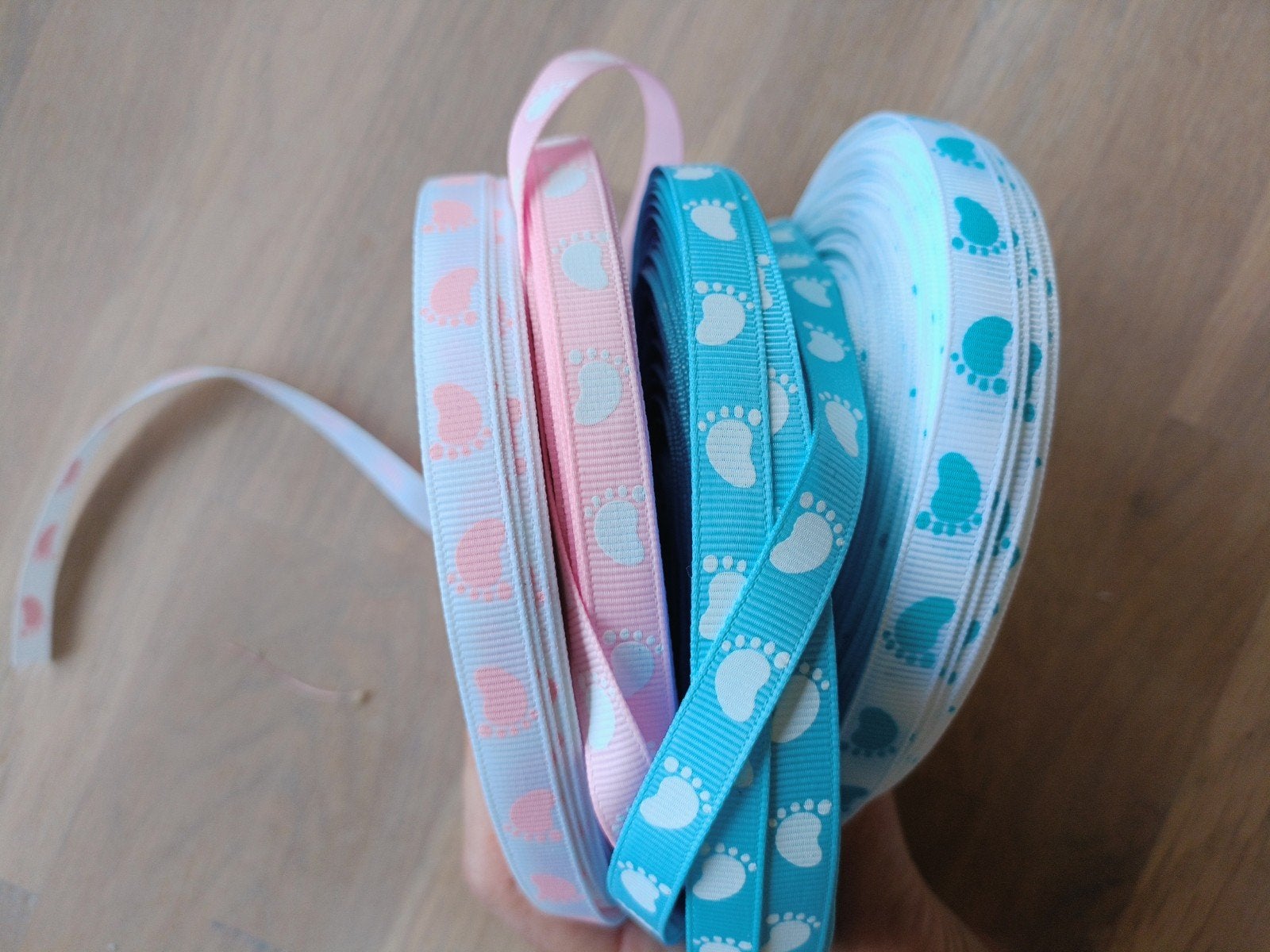 Grosgrain lint met babyvoetjes patroon - 4 kleuren, Ophalen of Verzenden
