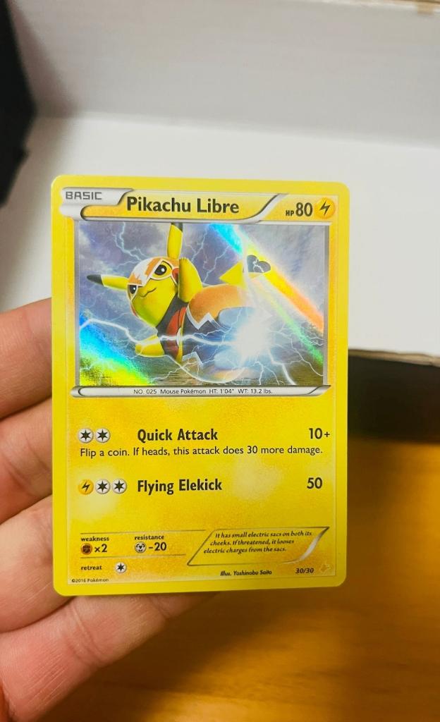 Pikachu Libre Holo 30/30 XY Trainer Kit Suicune Pokemon, Verzenden, Zo goed als nieuw, Losse kaart, Foil