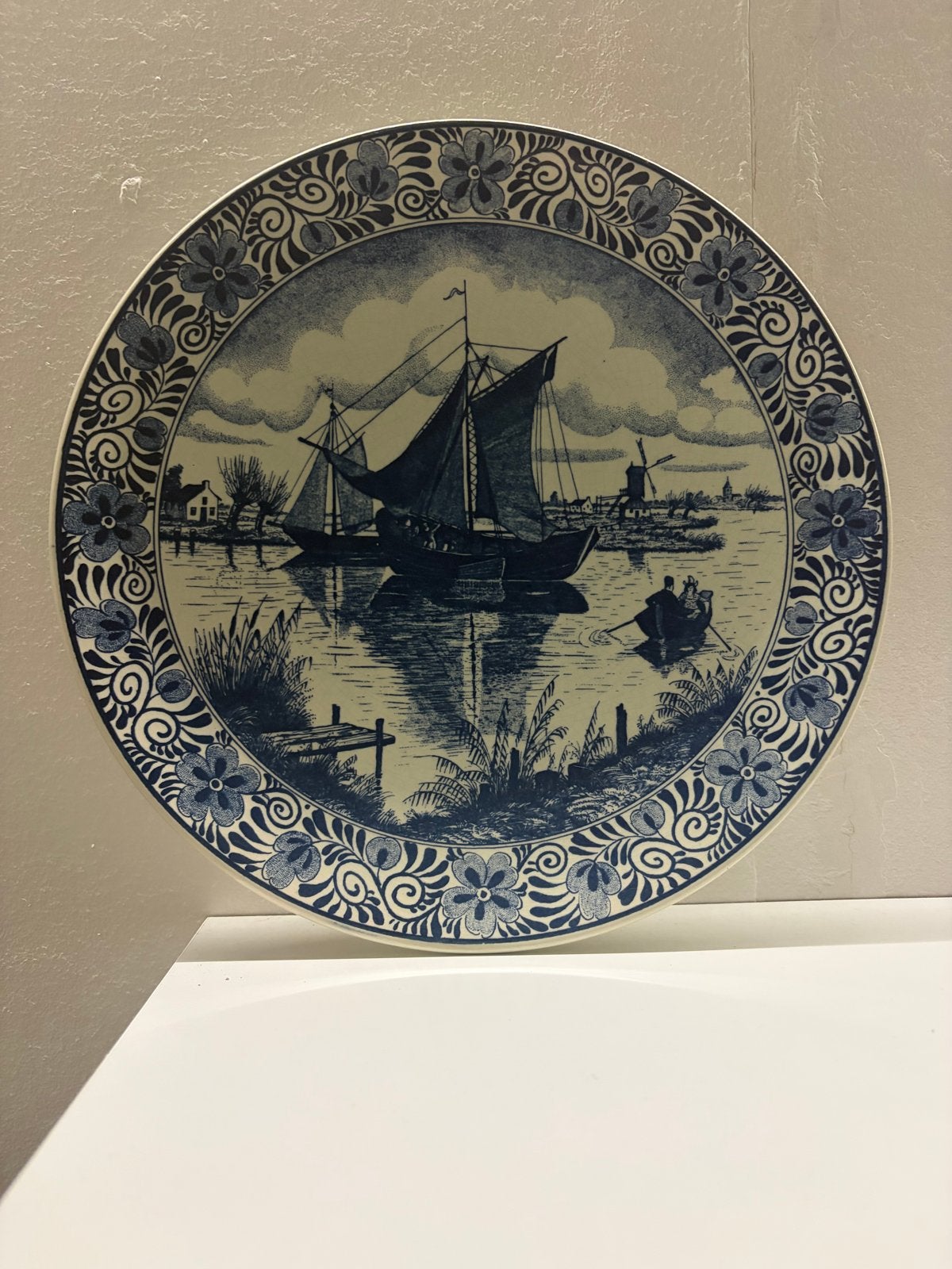 Delfts Blauw Holland sierbord met Hollands tafereel, Ophalen