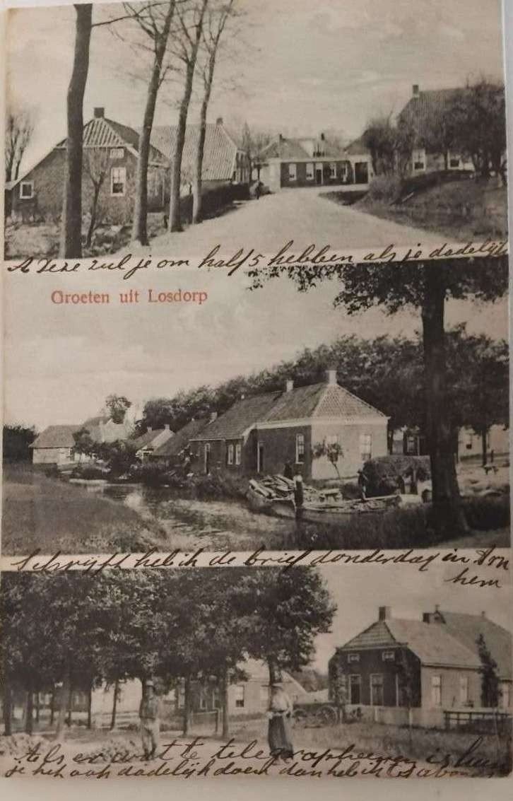 Losdorp (Groningen) - Drieluik 1911, Ophalen of Verzenden, Voor 1920, Gelopen, Groningen