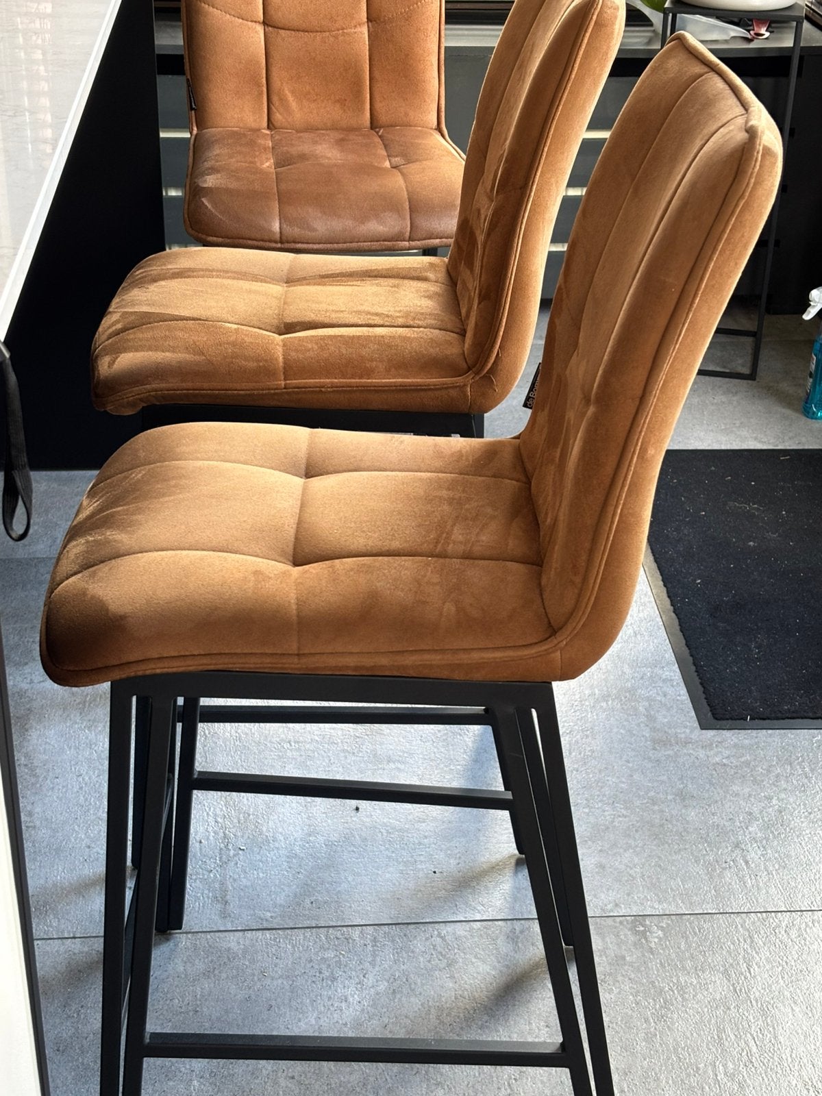 3 Stuks de Bommel barkrukken met velvet bekleding, Ophalen, Gebruikt, 60 tot 90 cm, Metaal