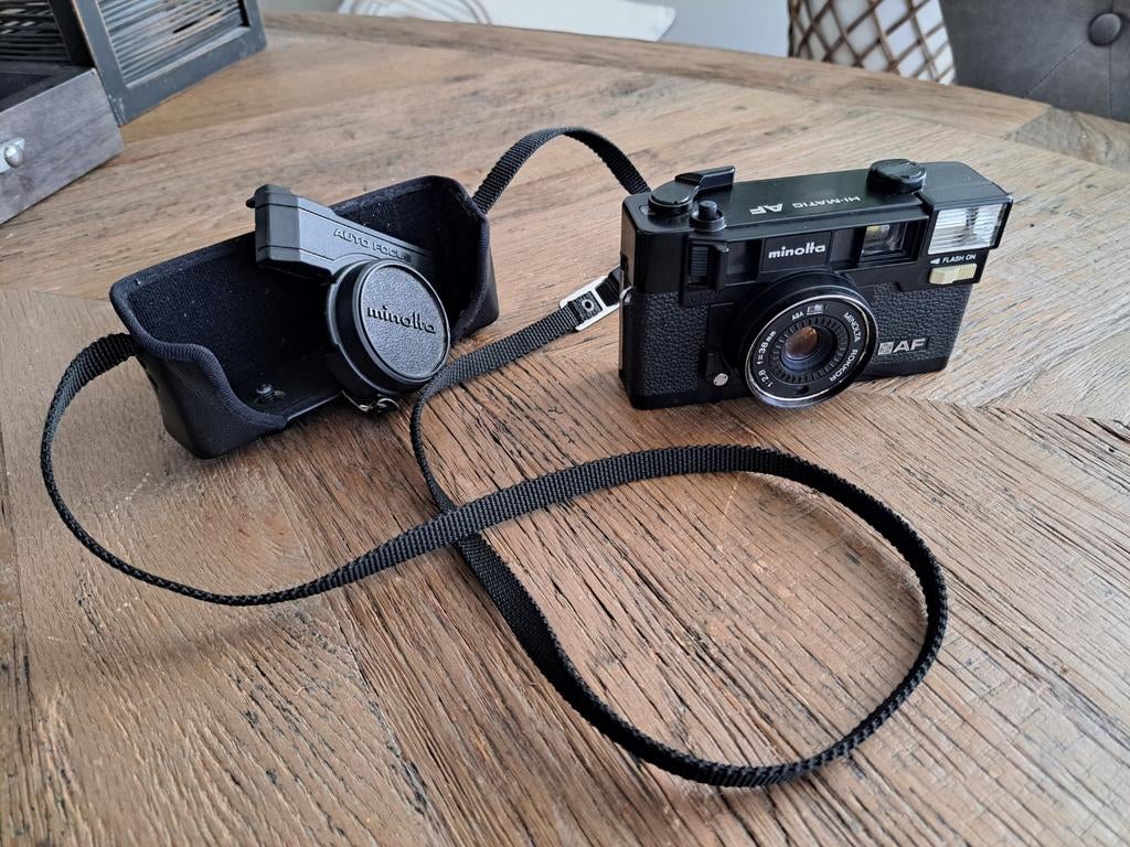 Vintage Minolta HI-Matic AF analoog fototoestel f=38mm, Audio, Tv en Foto, Fotocamera's Analoog, Ophalen of Verzenden, Gebruikt