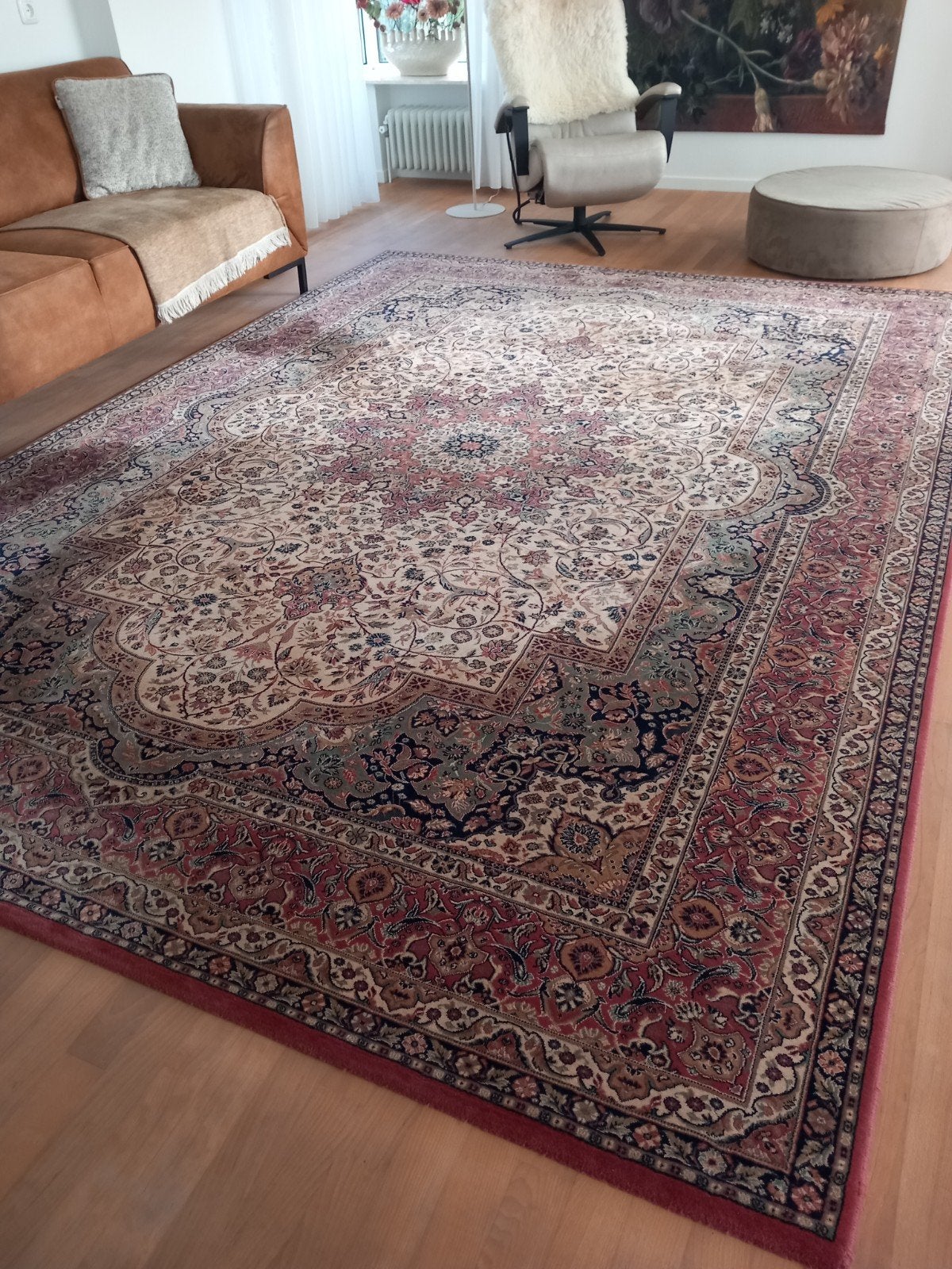 Handgeknoopt perzisch tapijt 3.50 x 4.50 m. 100 % wol, Ophalen, Gebruikt, 200 cm of meer, Groen