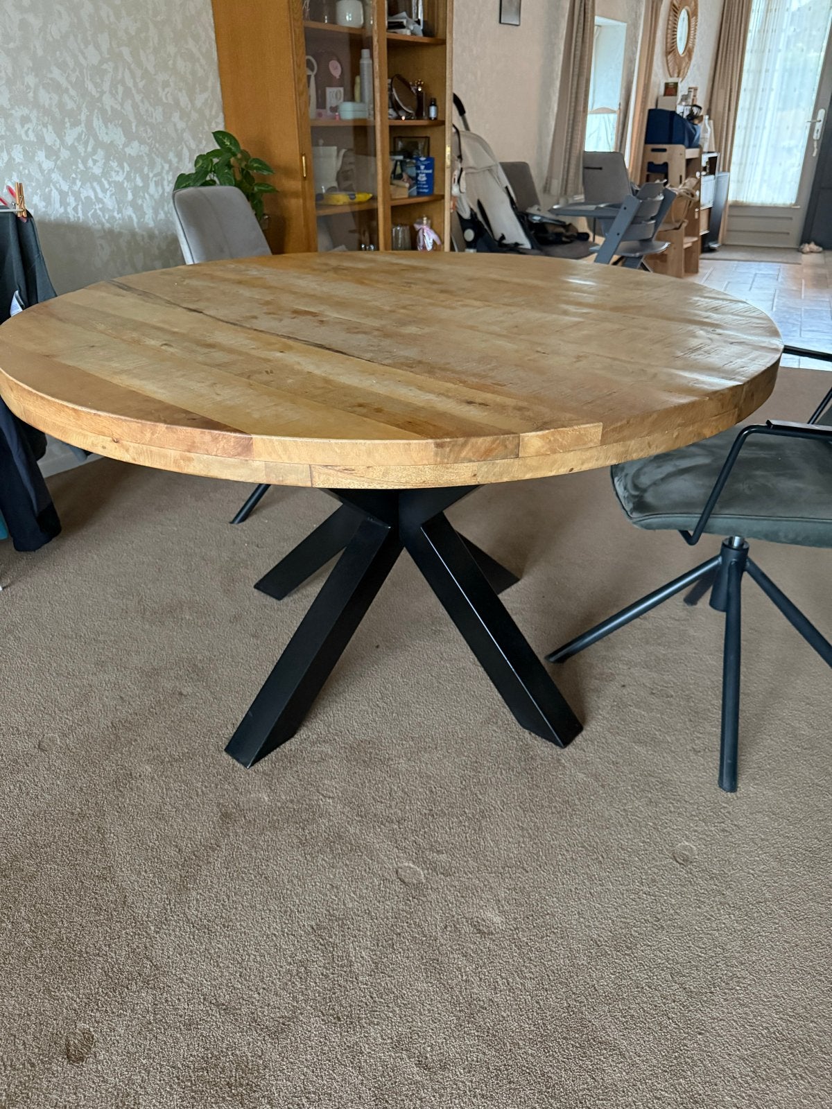 Ronde eettafel met 5 stoelen - H&H, Ophalen, Gebruikt, 100 tot 150 cm, Rond