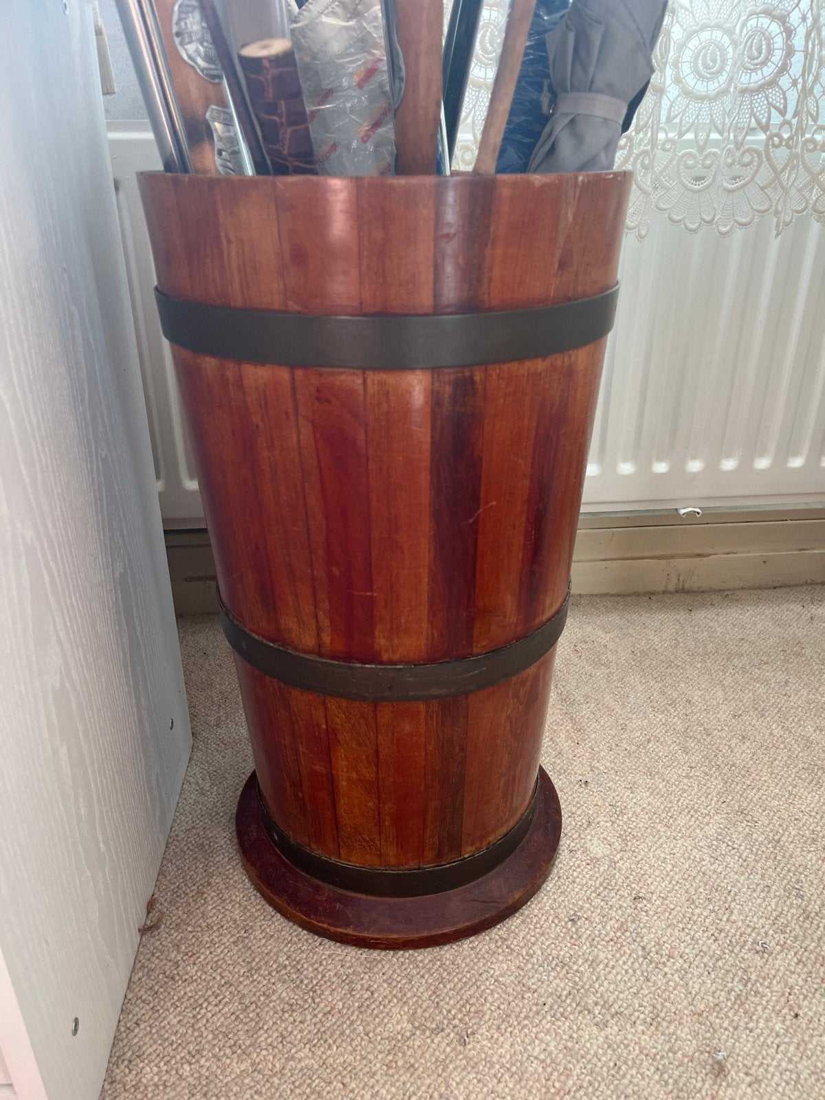 Vintage houten paraplubak - Landelijke stijl, Ophalen, Hout, Gebruikt, Landelijk