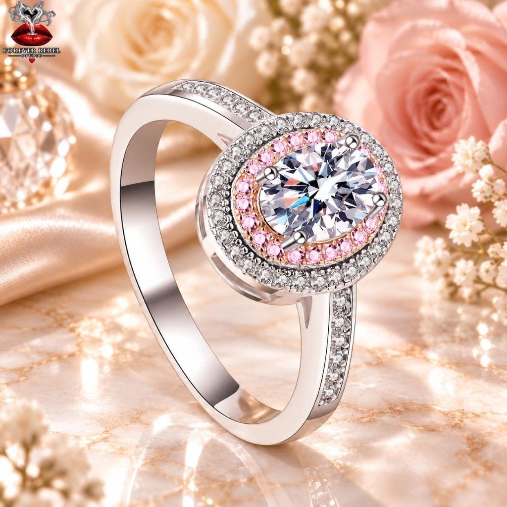 Pink Voltage 1,0 ct - 925 Zilver met VVS moissanite, Foreverrebelstudio@pm.me, Ophalen of Verzenden, 17 tot 18, Roze