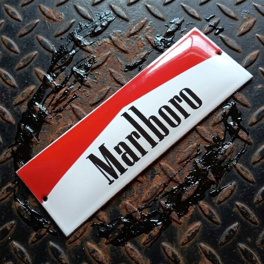 Emaille Reclamebord MARLBORO Red Tabak Vintage Plaat Mancave, Verzenden, Gebruikt, Reclamebord