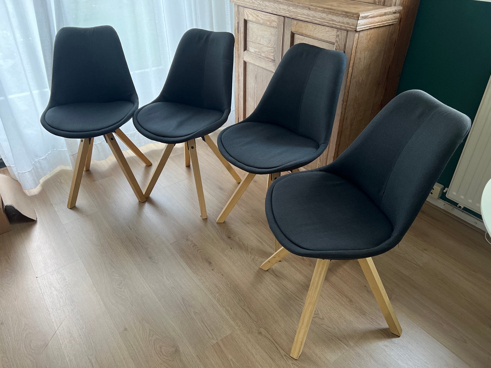 Vier antraciet eetkamerstoelen, Ophalen, Gebruikt, Vier, Grijs