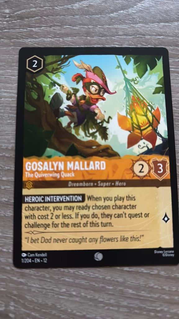 Disney Lorcana Gosalyn Mallard quack 1-204 12WIL nonfoil, Ophalen of Verzenden, Zo goed als nieuw, Losse kaart