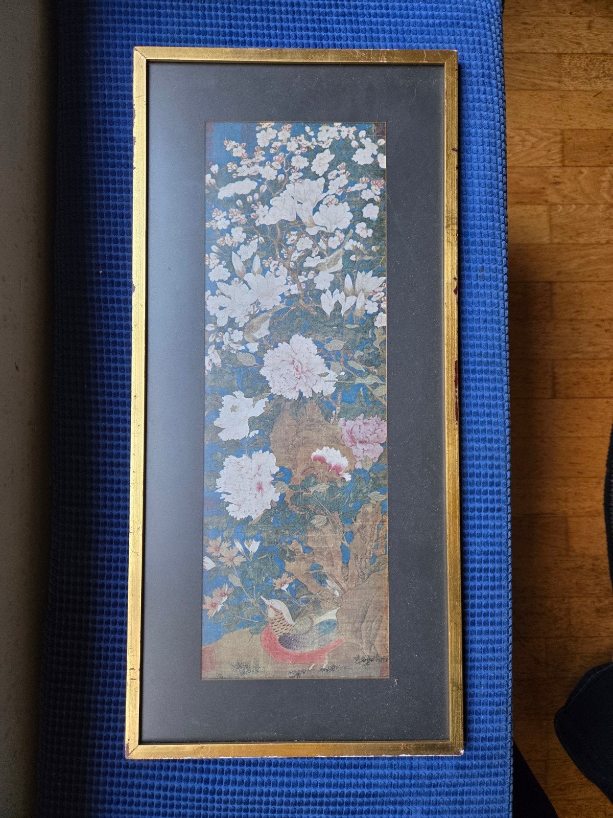 Reproductie Chinees schilderij Hallen van Jade, Ophalen of Verzenden, Achter glas, Bloemen