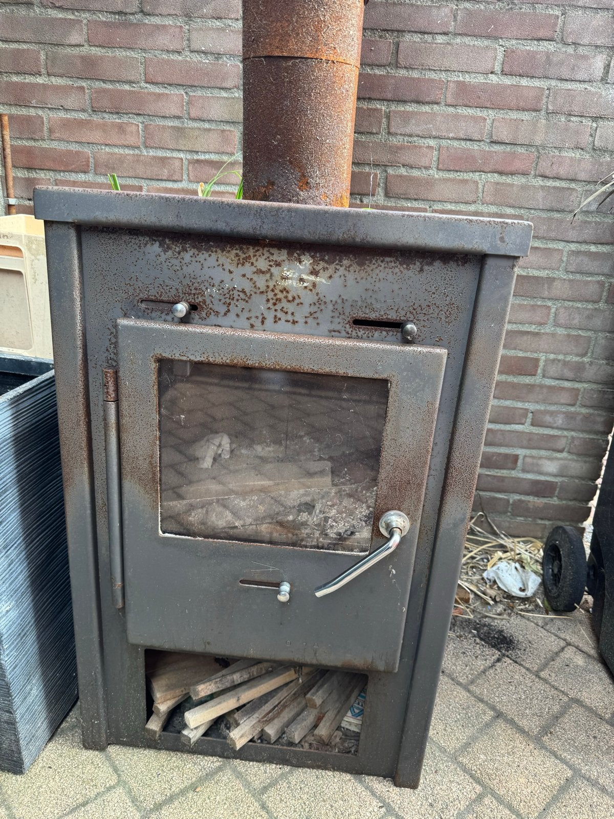 Houthaard met Pijp, Huis en Inrichting, Haarden, Ophalen, Gebruikt, Vrijstaande haard, Houthaard