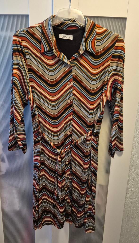 Batida gestreepte jurk met ceintuur, Kleding | Dames, Jurken, Zo goed als nieuw, Rood, Onder de knie, Ophalen of Verzenden