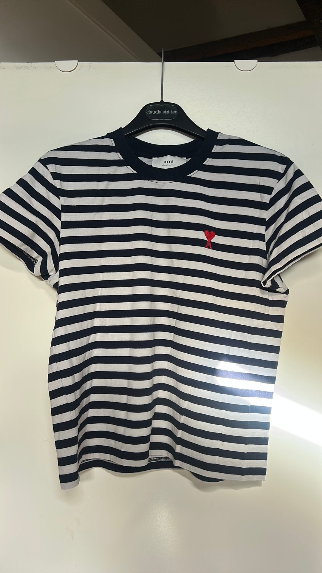 T-shirt AMI Paris S, Blauw, Ophalen of Verzenden, Zo goed als nieuw, Korte mouw
