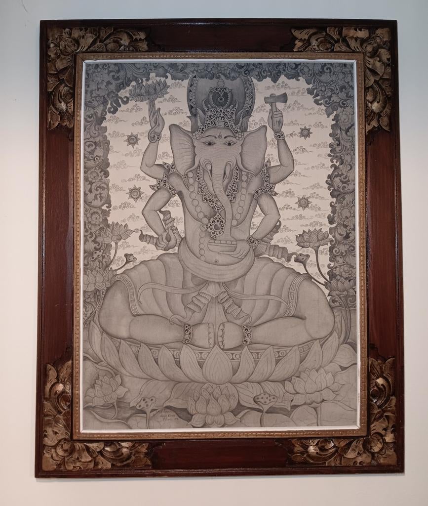 Getekende Ganesha op doek vaste prijs € 100, Ophalen