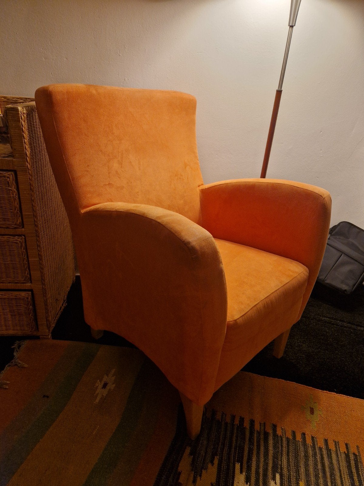 Perzik Oranje Fauteuil - Comfortabele Stoel, Ophalen, Gebruikt, 75 tot 100 cm, 50 tot 75 cm
