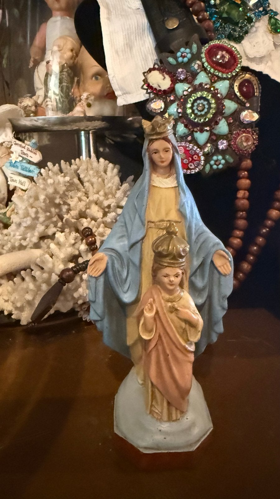 Vintage Mariabeeld met Kindje Jezus - Religieuze Decoratie, Ophalen of Verzenden