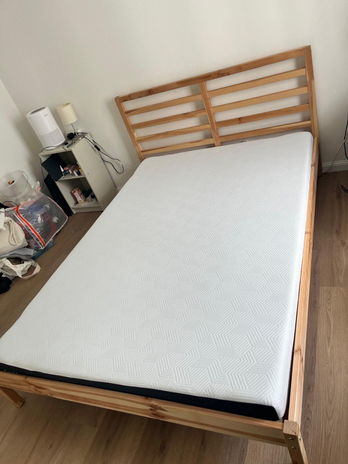 Ikea Tarva bedframe met matras en topper (140x200), Huis en Inrichting, Slaapkamer | Bedden, Ophalen, Beige, Tweepersoons, 140 cm
