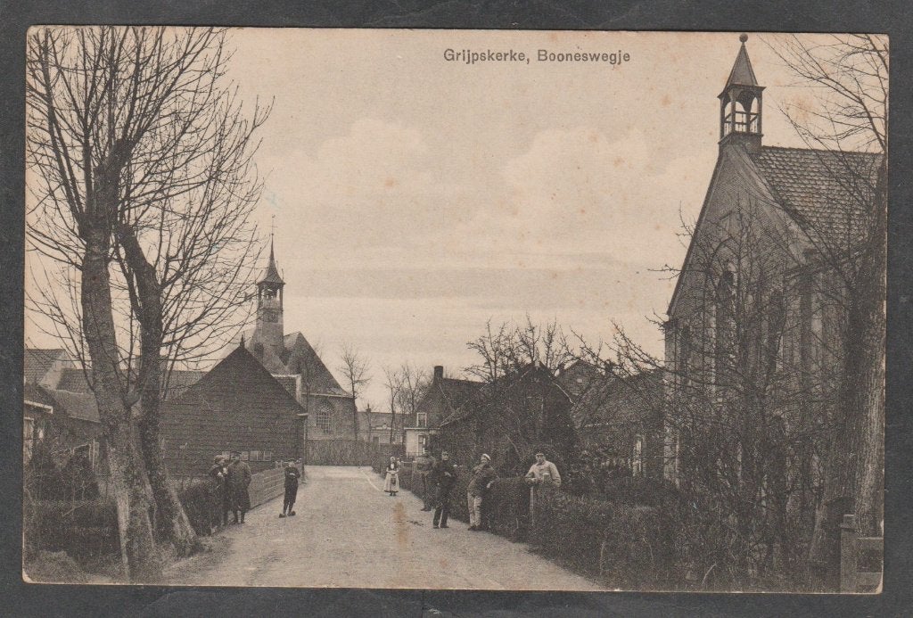 grijpskerke  boneswegje  met mensen en kerken, Verzenden, 1920 tot 1940, Ongelopen, Zeeland