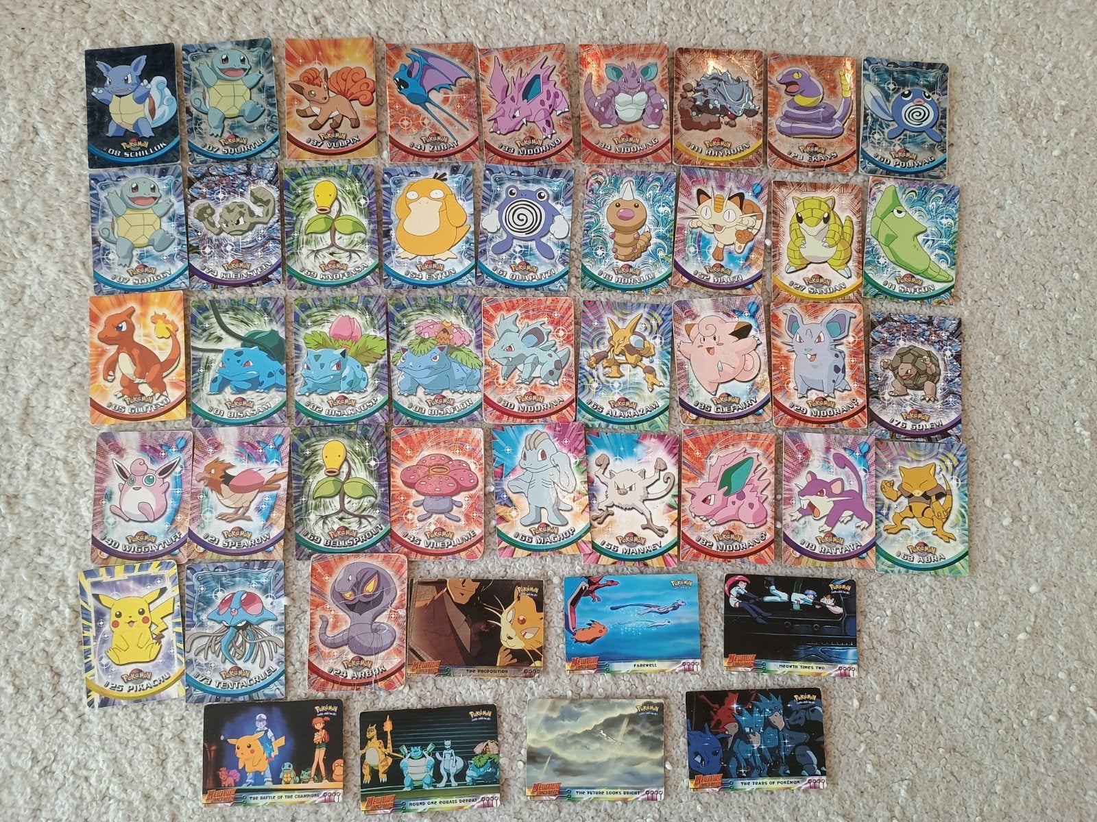 Oude Topps Pokémon kaarten met holo's, Ophalen of Verzenden, Zo goed als nieuw, Meerdere kaarten, Foil