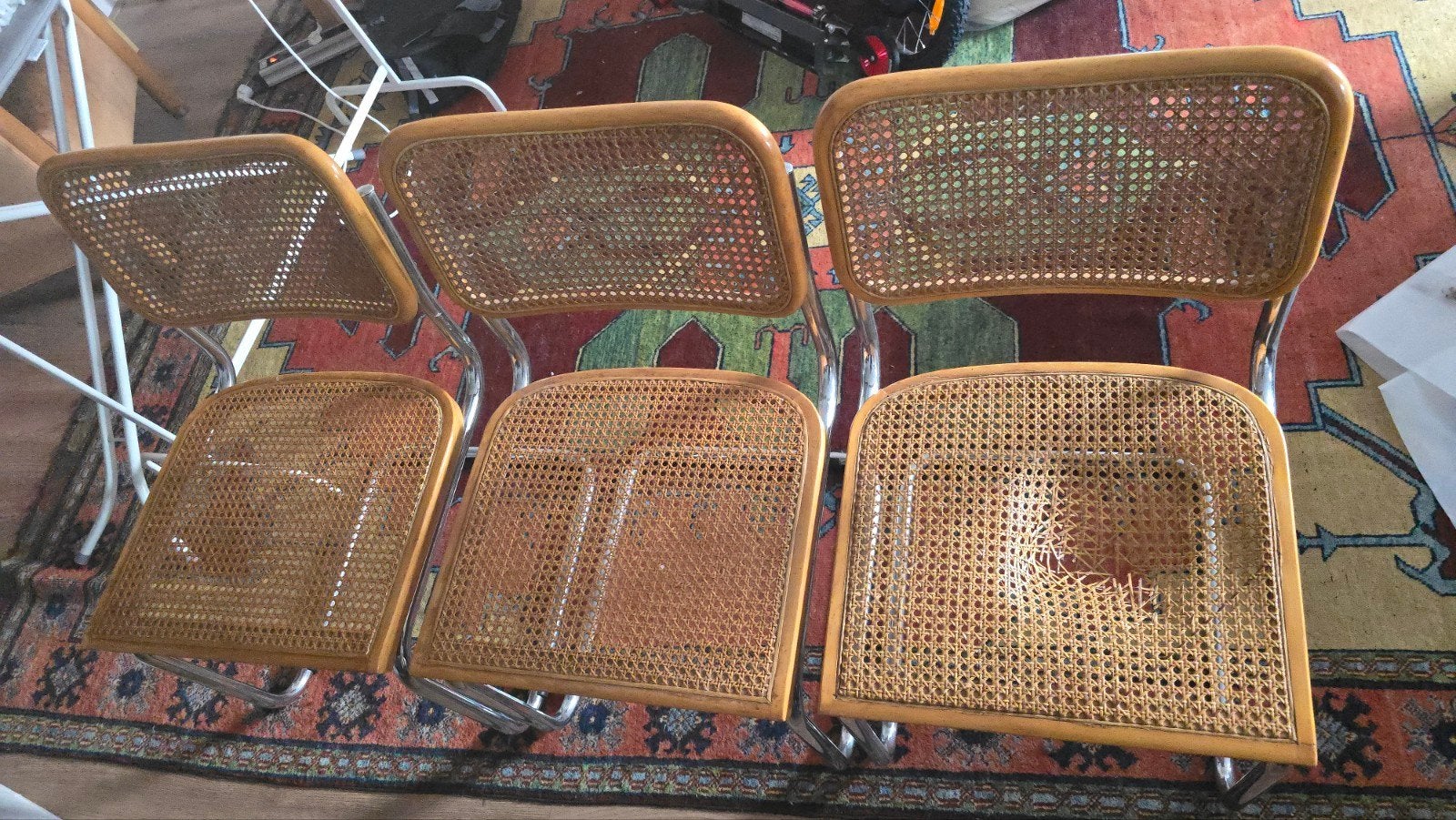 3x Vintage Marcel Breuer Cesca Buisframe Stoelen, Ophalen