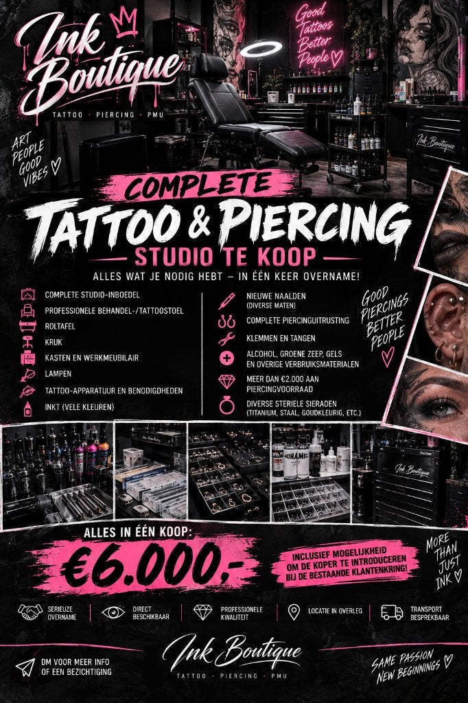 Complete Tattoo & Piercing Studio/Inboedel te koop, Ophalen, Zo goed als nieuw, Overige typen