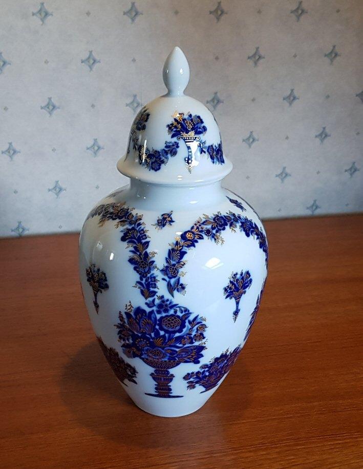Echt Kobalt blauw vaas met deksel merk Heinrich & Co Germany, Ophalen