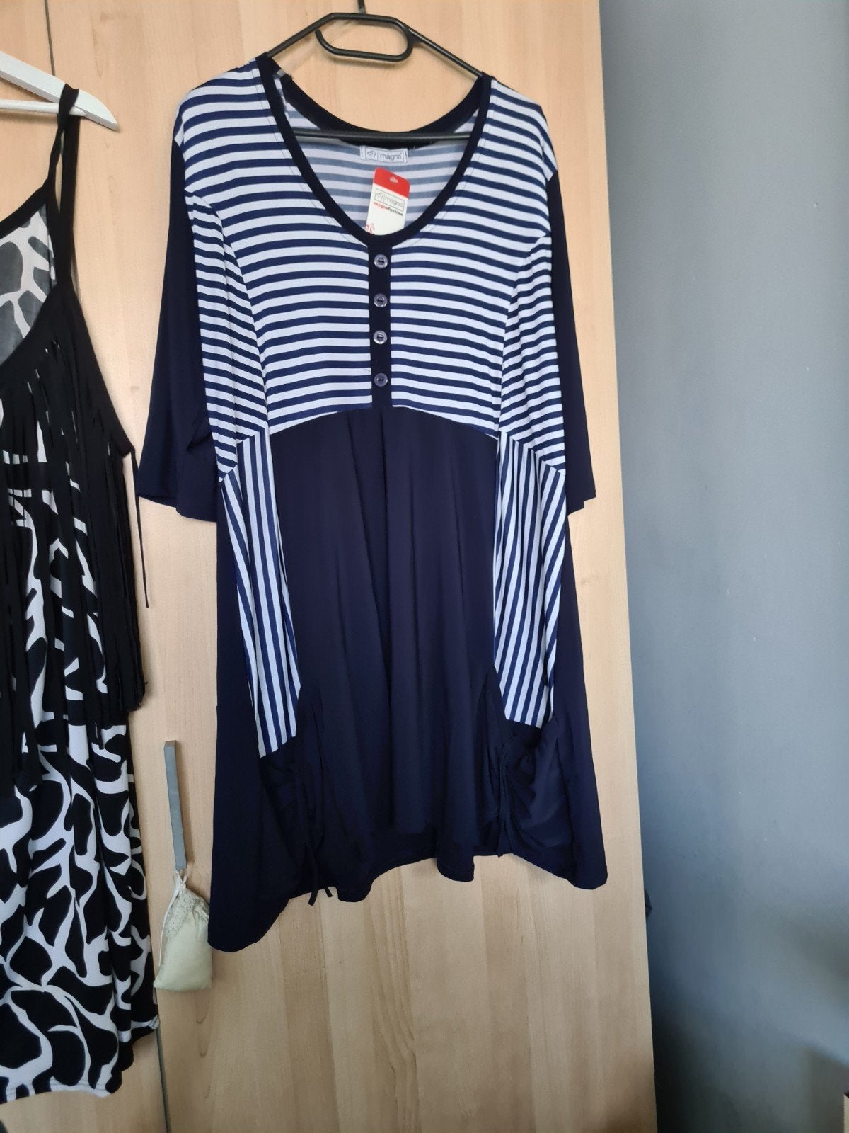 Magna Fashion gestreepte tuniek/jurk, maat L, Ophalen of Verzenden, Nieuw, Blauw, Boven de knie