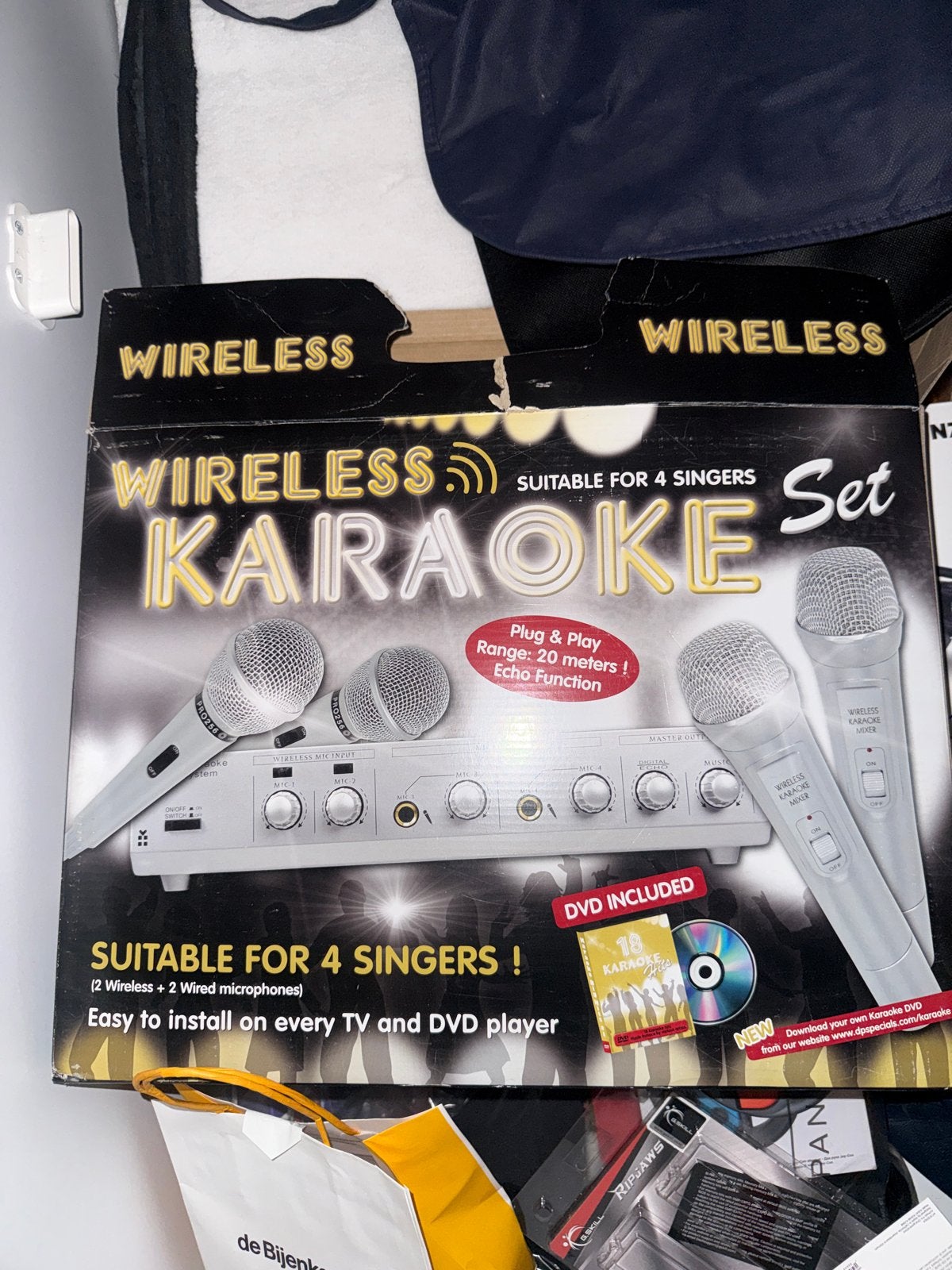 Draadloze Karaoke Set - Geschikt voor 4 Zangers, Audio, Tv en Foto, Ophalen of Verzenden, Nieuw, Complete set