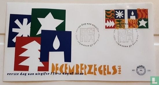 FDC E330 Decemberzegels 1994 NL onbeschreven Anders geplakt, Ophalen of Verzenden, Nederland