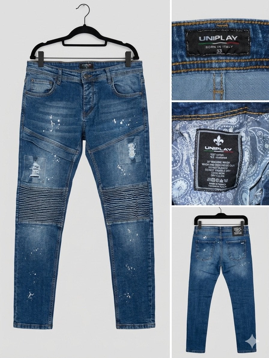 Heren uniplay skinny jeans maat 33, Kleding | Heren, Ophalen of Verzenden, Zo goed als nieuw, Blauw, W33 - W34 (confectie 48/50)