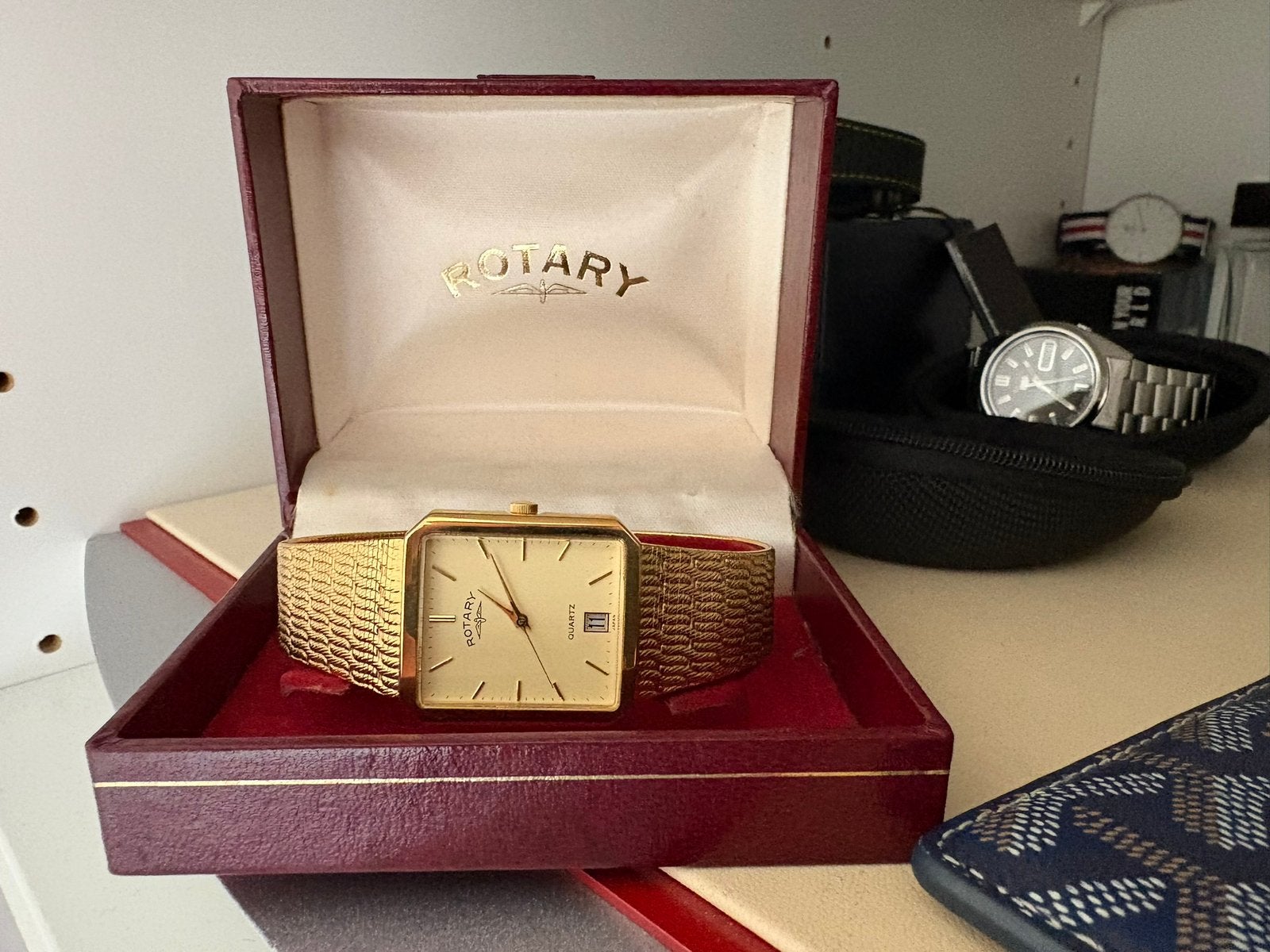 Vintage Gentlemans ROTARY 9831 Gold plated Quartz, Staal, Zo goed als nieuw, Goud, Ophalen