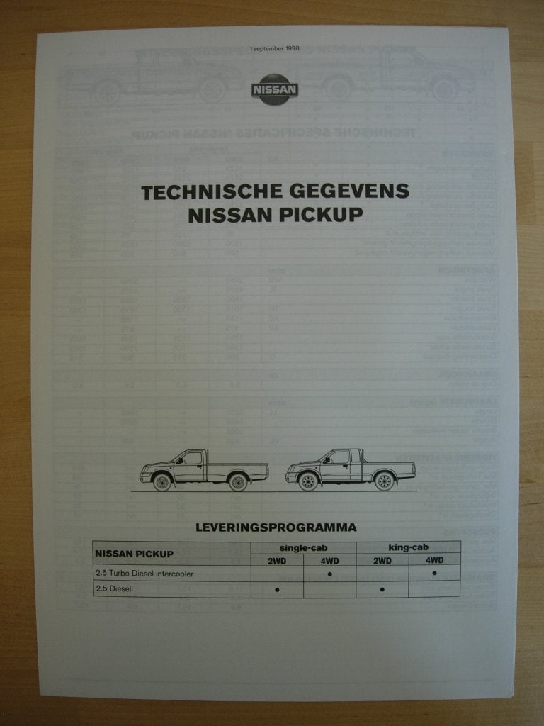 Nissan Pickup Brochure 1998 – KingCab Navara Pick-up, Ophalen of Verzenden, Zo goed als nieuw, Nissan, NISSAN