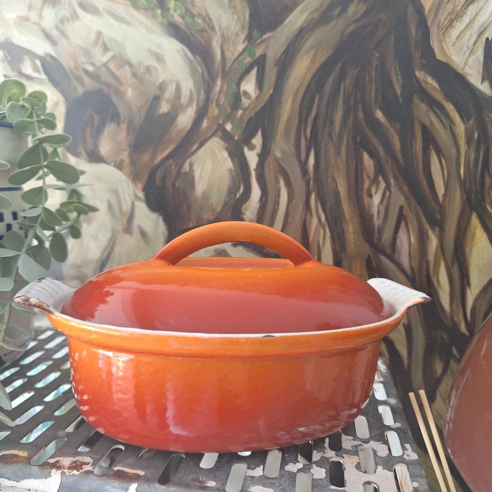 Vintage DRU Gietijzeren Pan 18 Oranje, Ophalen of Verzenden