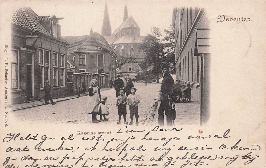 702-111-037 Deventer Kazernestraat, Verzamelen, Ansichtkaarten | Nederland, Verzenden, Voor 1920, Overijssel