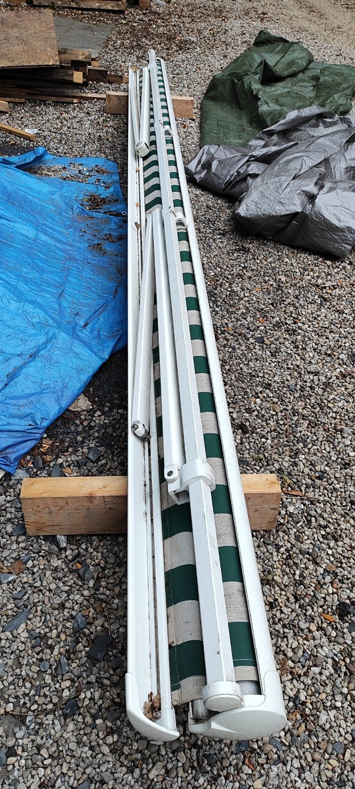Handmatig knikarmscherm, Tuin en Terras, Zonneschermen, 450 cm of meer, Ophalen of Verzenden, Zo goed als nieuw, 150 tot 300 cm