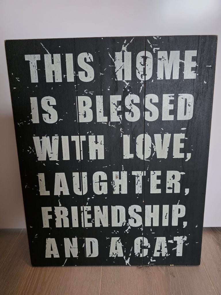 Schilderij met leuke spreuk "This home is blessed...", Ophalen, Minder dan 50 cm, Gebruikt, 50 tot 75 cm