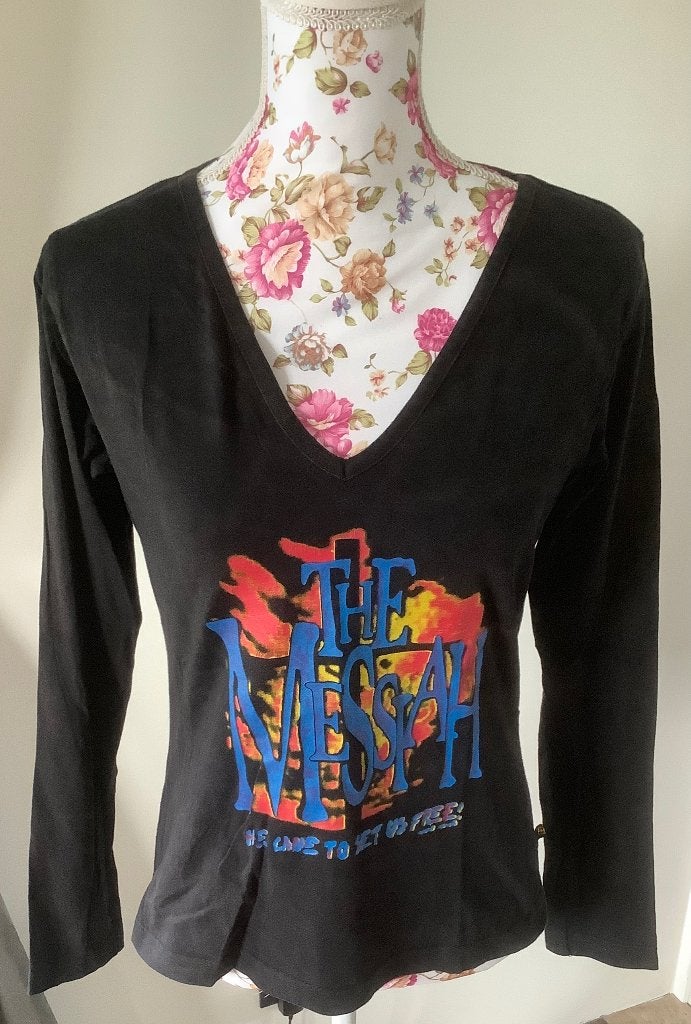 Blendshe zwart shirt met THE MESSIAH opdruk lange mouw maat, Zwart, Maat 42/44 (L), Ophalen of Verzenden, Zo goed als nieuw