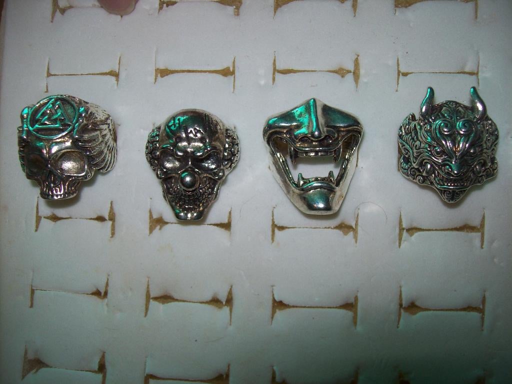 Ringen Zilvertinten Metaal Skull modellen verstelbaar, Heer, Nieuw, Zilver, IJzer of Staal