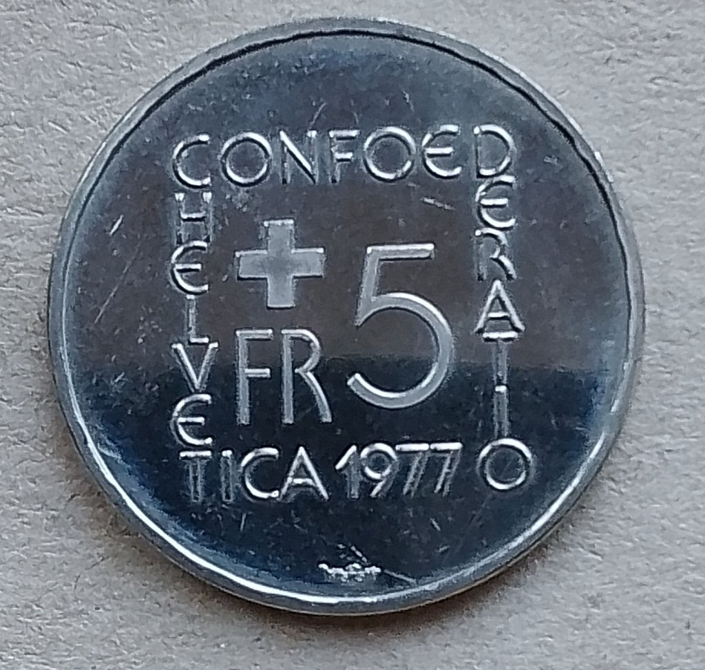 Zwitserland, 5 francs 1977. Johann Pestalozzi., Ophalen of Verzenden, Overige landen, Losse munt