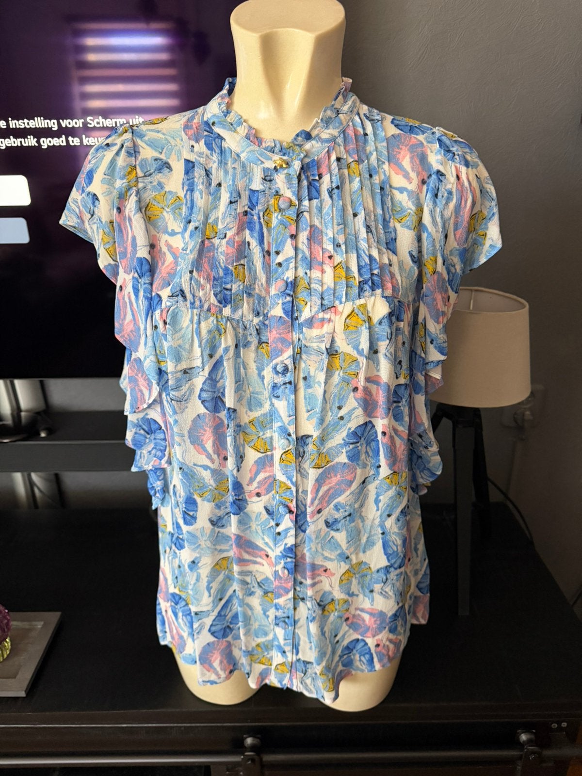 Fabienne chapot blouse maat 38, nieuwstaat, Ophalen, Zo goed als nieuw, Maat 38/40 (M), Blauw