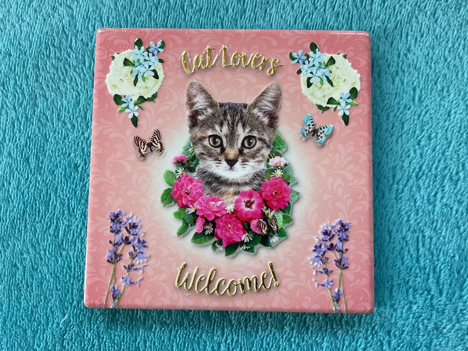 Cat Lovers Welcome! tegeltje, Ophalen of Verzenden, Zo goed als nieuw, Overige thema's, Pons of Mal