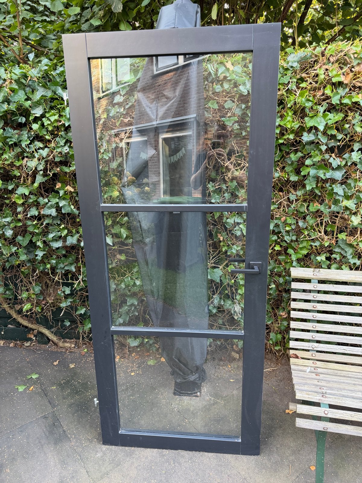 Zwarte Binnendeur met Glas - 200,5x85 cm, Ophalen, Gebruikt, 80 tot 100 cm, Binnendeur