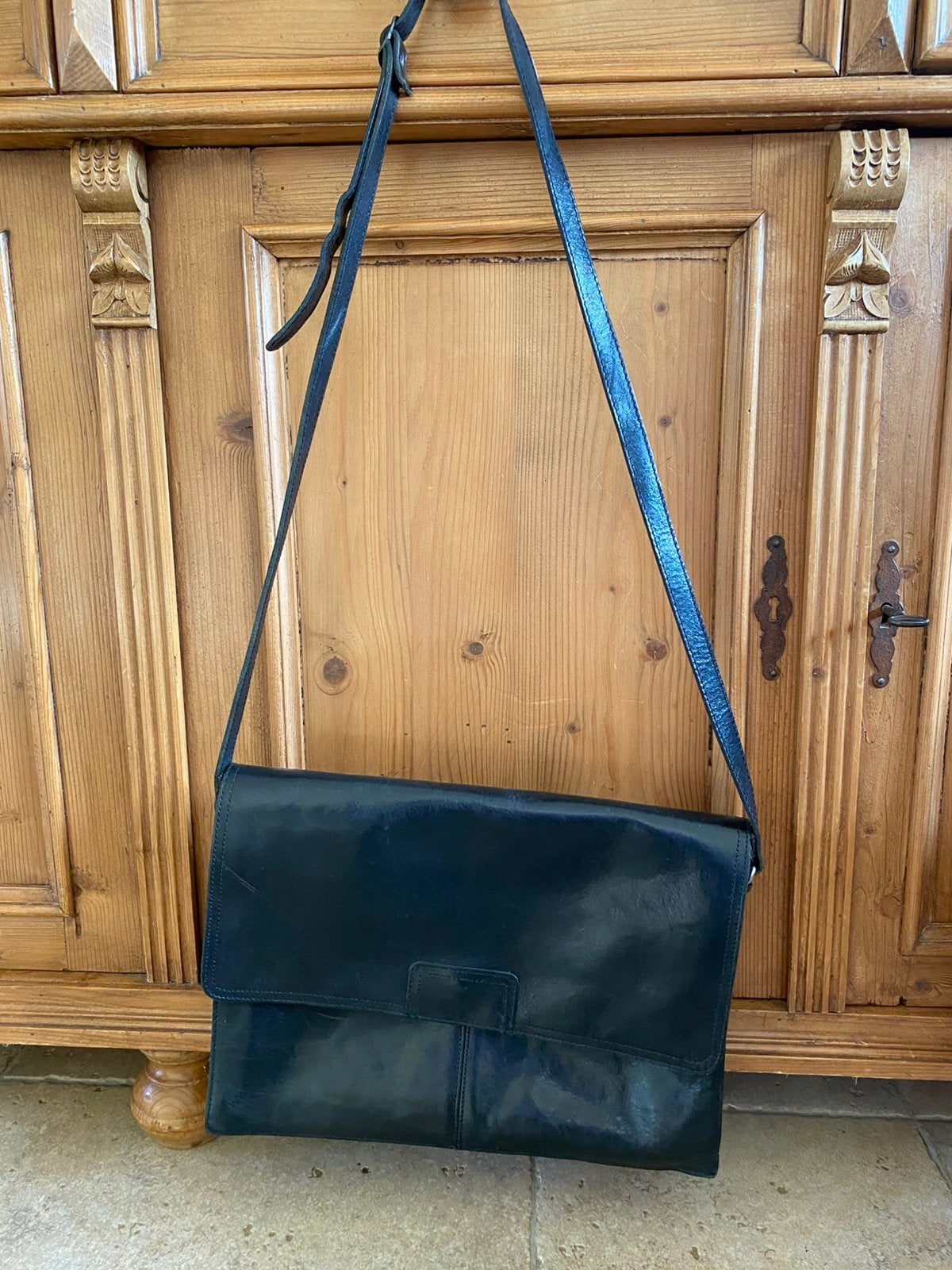 Burkely’s Leatherhouse zwart leren schoudertas, Ophalen of Verzenden, Gebruikt, Zwart