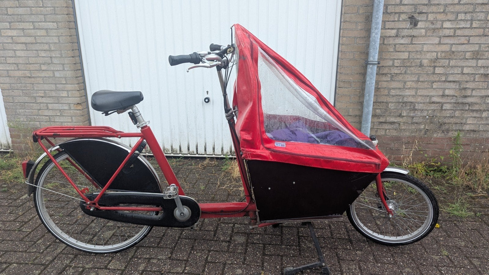 Bakfiets met huif - Ideaal voor kleine kinderen of een hond, Fietsen en Brommers, Gebruikt, Huif, 2 kinderen, Trommelrem