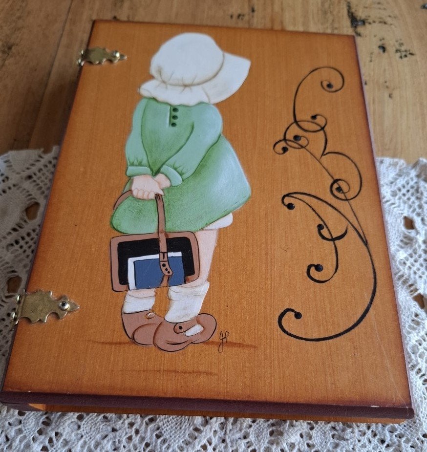 Vintage handbeschilderd houten boekomslag, Holly Hobbie, Ophalen of Verzenden