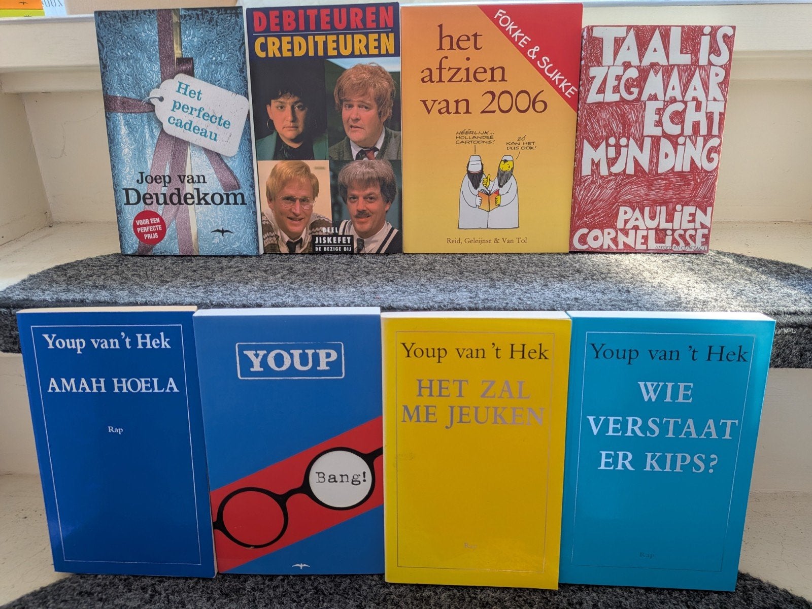 8 boeken cabaret / humor / cartoons, Boeken, Humor, Ophalen of Verzenden, Zo goed als nieuw, Verhalen