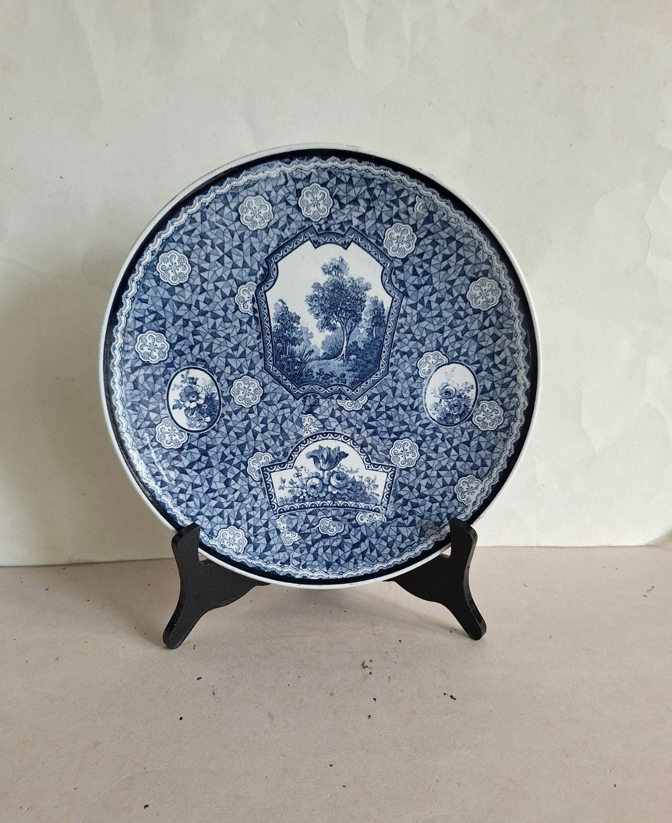 Antiek Villeroy & Boch blauw aardewerk wandbord "Flamand"., Ophalen of Verzenden