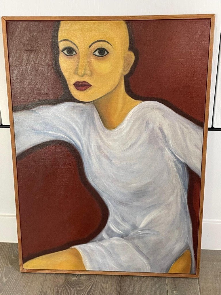 Modern Schilderij Laurent Reypens - Vrouwelijk Portret, Antiek en Kunst, Kunst | Schilderijen | Modern, Ophalen of Verzenden, Handgeschilderd
